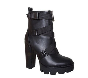 2019 New Fashion Spring Autumn Platform Ankle Boots Women 12cm Boots Black Big Size 43