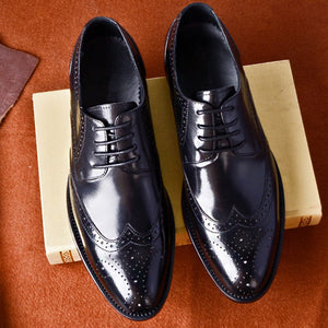 2019 Mens formal shoes genuine leather oxford black dress shoes wedding !