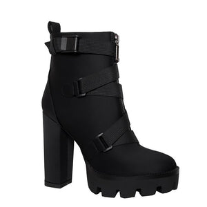 2019 New Fashion Spring Autumn Platform Ankle Boots Women 12cm Boots Black Big Size 43