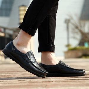 Luxury Brand 2019 Genuine Leather Men Casual Shoes , Moccasins Breathable Slip on Black Driving Shoes Plus Size 37-47 !!