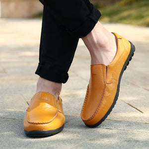 Luxury Brand 2019 Genuine Leather Men Casual Shoes , Moccasins Breathable Slip on Black Driving Shoes Plus Size 37-47 !!