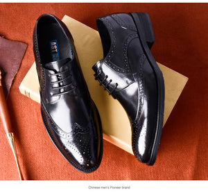 2019 Mens formal shoes genuine leather oxford black dress shoes wedding !