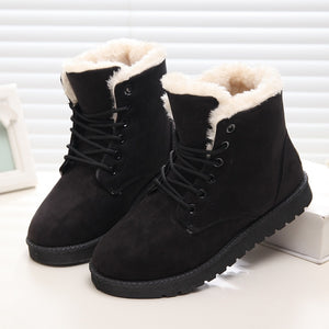 Top Selling in 2019 ! Women Snow Boots Flat Lace Up Winter Ladies Warm Shoes Plus Size