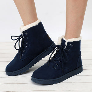 Top Selling in 2019 ! Women Snow Boots Flat Lace Up Winter Ladies Warm Shoes Plus Size