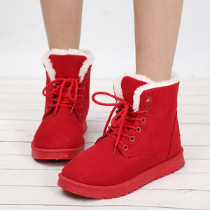 Top Selling in 2019 ! Women Snow Boots Flat Lace Up Winter Ladies Warm Shoes Plus Size