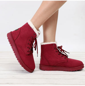 Top Selling in 2019 ! Women Snow Boots Flat Lace Up Winter Ladies Warm Shoes Plus Size