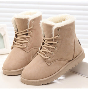 Top Selling in 2019 ! Women Snow Boots Flat Lace Up Winter Ladies Warm Shoes Plus Size