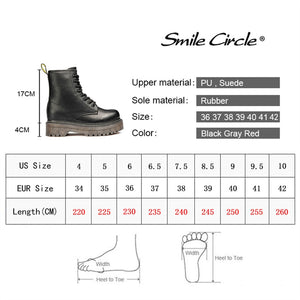 Smile Circle Size 36-41 Boots For Women Autumn Winter 2019 Fashion Round Toe Lace-up : BIG SALE !