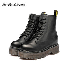 Load image into Gallery viewer, Smile Circle Size 36-41 Boots For Women Autumn Winter 2019 Fashion Round Toe Lace-up : BIG SALE !