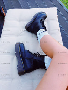 Smile Circle Size 36-41 Boots For Women Autumn Winter 2019 Fashion Round Toe Lace-up : BIG SALE !