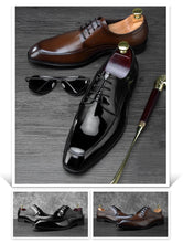 Load image into Gallery viewer, Classic European Style Mens Shoes Top Cow Leather Lace Up Smooth for Wedding Party Office Business !!