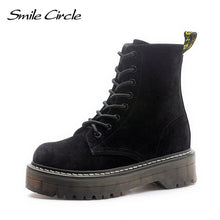 Load image into Gallery viewer, Smile Circle Size 36-41 Boots For Women Autumn Winter 2019 Fashion Round Toe Lace-up : BIG SALE !