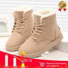 Load image into Gallery viewer, Top Selling in 2019 ! Women Snow Boots Flat Lace Up Winter Ladies Warm Shoes Plus Size